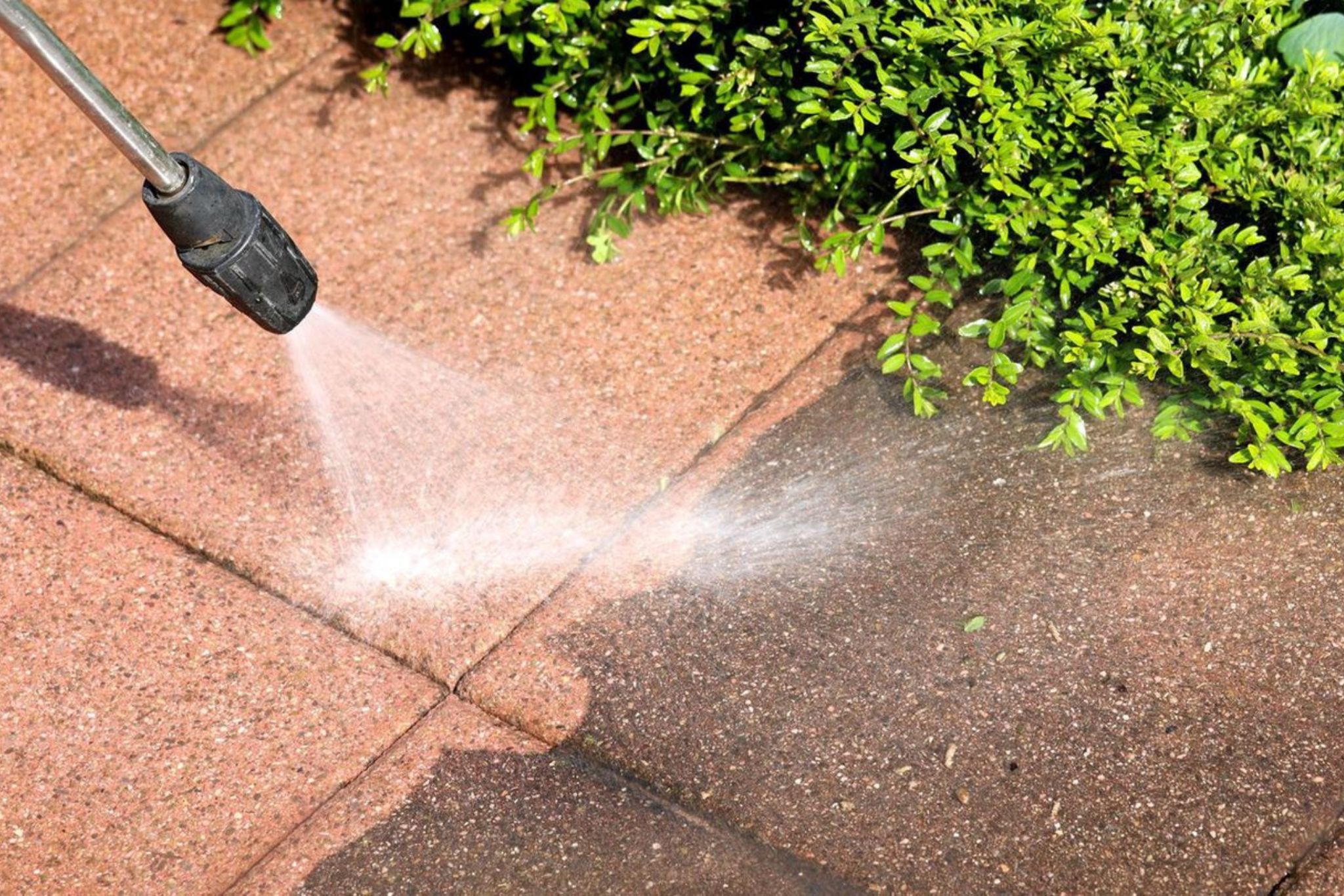 Steinreinigung wird gemacht